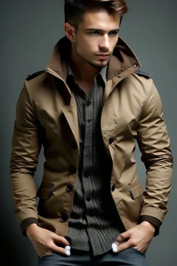 Man's Stylish Detachable Hooded Casual Blazer Jacket