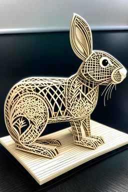 Please make a laser cutting bunny and cross cane weave design
