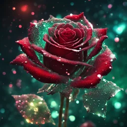 epic crystalized red rose with its green stem, transparent crystalized glass petals, 8k resolution, fantasy concept art, dynamic lighting, cinematic, epic glowing galaxy background, deep depth of field, 3D, constellation map, fractal crack effect, 16k resolution photorealistic, bokeh, a masterpiece by Alberto Seveso, breathtaking intricate details, realistic and lifelike cgi diorama, dramatic natural lighting, reflective catchlights, high quality CGI VFX fine art