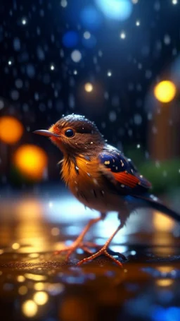 wtf bird getting hit by lightening, with big disturbed eyes,bokeh like f/0.8, tilt-shift lens 8k, high detail, smooth render, down-light, unreal engine, prize winning