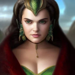 ultra detailed fullbody portrait of beautiful busty Padmé Amidala , wearing skintight Green costume, extremely detailed digital painting, intrincate, extremely detailed smiling face,crystal clear Big Green eyes, in the style of Robert E Howard , mystical colors , perfectly centered image, perfect composition, rim light, beautiful lighting,8k, stunning scene, raytracing