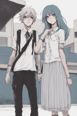 romantic hight school punk ghost girl and human boy