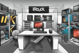 Logo for a computer store called I-Rock.