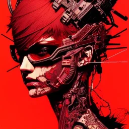 beautiful punk girl, hyper detailed, hyperdetailed, intricately detailed, illustration by <kilian eng> <Yoji Shinkawa>, darkred tones,