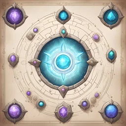 Schematics for an mystical portal. The schematics must include 13 gems that are needed. No text, empty space