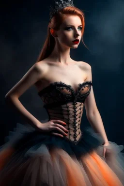 Model with corset, tulle skirt