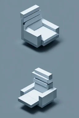 isometric clean art of a chair, sharp lighting, contrast gradients, high definition, 3d icon clay render, blender 3d