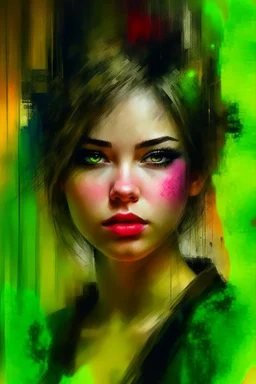 Portrait of A beautiful woman by Jeremy Mann and Russ Mills, 8k resolution concept art triadic colors intricately detailed trending on Artstation