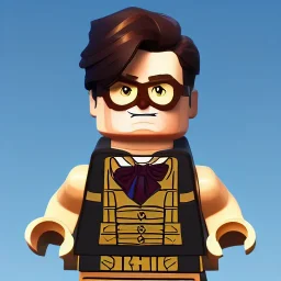 wayne knight, dark blonde hair, shaved, lego, steampunk