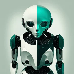 futuristic digital collage by Anton Semenov and Petros Afshar, "EX-MACHINA", faded dark neon colors, corruptive robot oddball anthropomorph zygote biomechanoid, sci-fi, different sized panels incoherence between each panel, minimalism