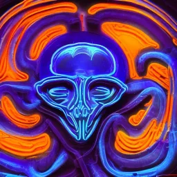 Giger Style Neon Blue and Purple winter with orange reflections