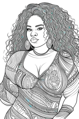 coloring page of black curvy woman