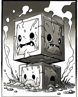 oozing gelatinous cube black and white sketch art rpg