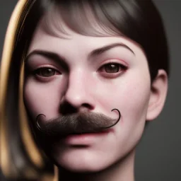 A mustachioed woman, RTX, TXXA, SSAO, High quality,hyperrealistic, cinematic, Super detailed, Anti-Aliasing,Full color, HDR,4k