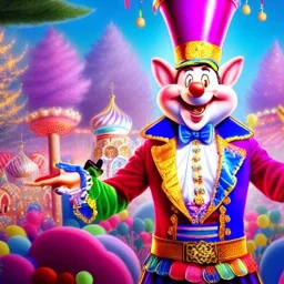 ringleader, Arthur Kulkov face shot, front, handsome, circus, male, Yamada Akihiro artwork, Russian, lisa Frank fantasy, detailed matte painting, 8k resolution, Golden hour, interesting detailed storybook fantasy