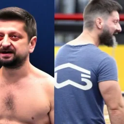 Volodymyr Zelensky WITH A BEARD wearing TANKTOP