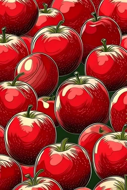 many red apples, drawing