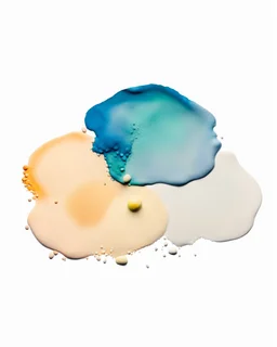 scattered powder on a white background painted with watercolor paints, top view