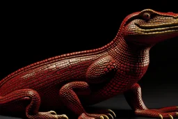 A dark red reptile designed in ancient Greek vases