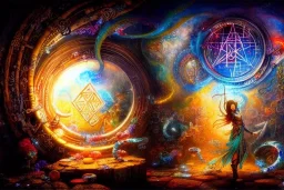 A hyperdetailed 16k resolution portal sealed by magical runes. by Huang Guangjian, Josephine Wall, Scott Naismith, epic. Fantasy, crisp, cinematic, meticulously composed