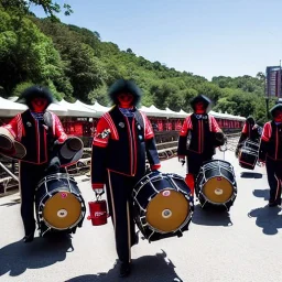 1500 bass drum lugging bug-eyed monkeys all arriving at the station