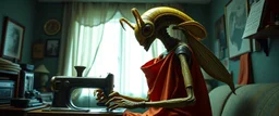 Xixchil Insectoid alien surgeon covered in bizarre biological modifications and extra limbs. Sewing machine, banana Keeps offering completely unnecessary “improvements.” in 2030s apartment and clothes