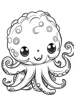 outline art for cute Octopus coloring pages with sitch, white background, Sketch style, full body, only use outline, toddlers style, clean line art, white background, no shadows and clear and well outlined.