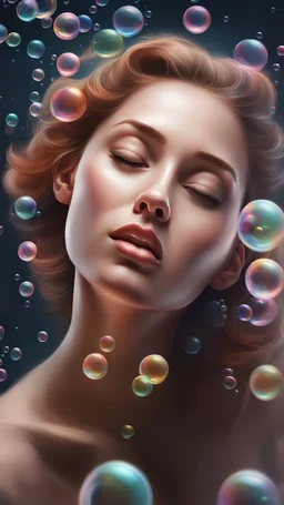 a painting of a woman with bubbles floating over her head, glossy digital painting, artistic digital art, stylized digital art, digital arts, stunning digital art, 3d digital art 4k, digital art masterpiece, gorgeous digital art, airbrush digital art, modern digital art, art of alessandro pautasso, realistic digital art 4k, realistic digital art 4 k