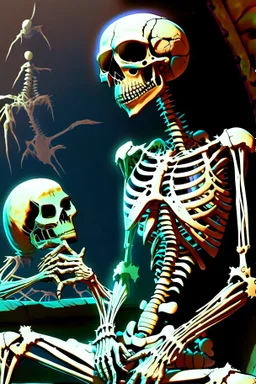 skeleton and alien