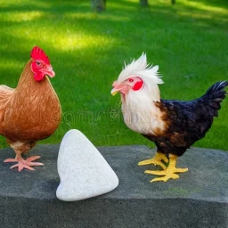 2 chickens and a stone as a childrens bookcover but without title