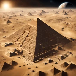 Egyptian pyramids under a large number of satellites