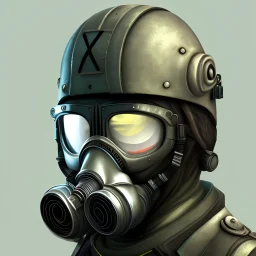 science fiction soldier gasmask helmet