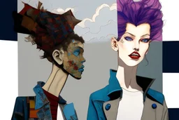 whimsical arafed nonsense, patchwork vibe, (((side view))) two arafed storm clouds fighting each other in a rainy whimsical downtown street with extreme body action and with (((exaggerated body parts))), (((oversize head))), sharp color contrasts, amazing shadows, (((exaggerated limbs and head))), minimal cozy, warm palette, bright bold warm summer colors with yellow orange black colors, color leak, heavily distorted views, amazing parallels, extreme urban decay