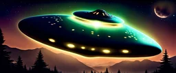 A highly realistic and detailed depiction of a UFO, incorporating common descriptions from real sighting reports. The UFO is disk-shaped with a central spherical cockpit, resembling the classic flying saucer. It emits a soft glow and is surrounded by a mysterious aura. The background depicts a night sky, subtly highlighting the UFO's metallic and reflective surface. This image captures the enigmatic and otherworldly nature of UFO sightings, blending elements of the iconic Roswell incident and mo