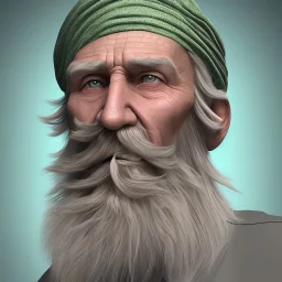 An old man with a long beard old Arabic and green Turkish turban feature ray tracing 4k realistic