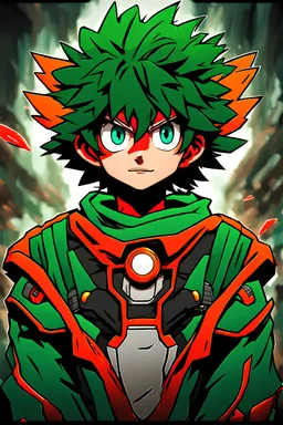 A beautiful portrait painting of Deku, in style of colorful comic. symmetry, hyper detailed. octanev render. trending on artstation