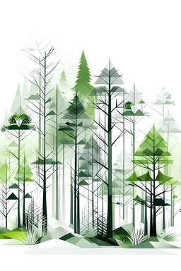 forest in green and gray on a white background in futuristic style