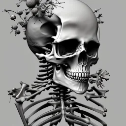 skeleton, top body, black and white, cactus, graphic