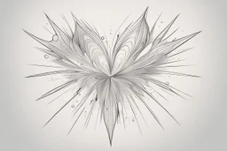 На нём, рядом с каплями чернил и неловкими линиями, угадывались два переплетённых контура — один острый и угловатый, похожий на кристалл или звёздную вспышку, другой — более плавный, похожий на крыло или падающий лепесток. Они были соединены в центре чем-то, напоминающим одновременно и сердце, и маленькое солнце.