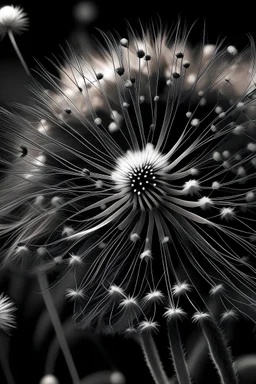 Dandelion zwart wit romantisch abstract
