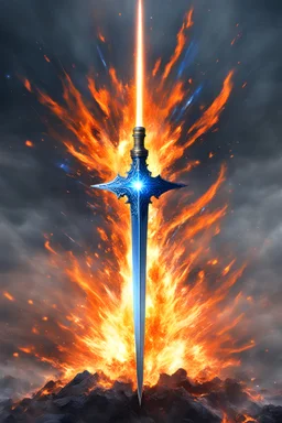 Orange Long Sword, Blue Fire explosion