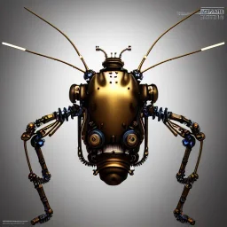 steampunk cybernetic biomechanical robotic bug of death, symmetrical, front facing, 3d model, very coherent symmetrical artwork, unreal engine realistic render, 8 k, micro detail, gold and steel intricate, elegant, highly detailed, digital painting, artstation, smooth, sharp focus, illustration, artgerm, tomasz alen kopera, wlop