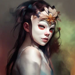 girl with a mask 3d Rendering.