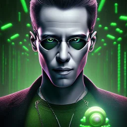 neo in the matrix, man, portrai, photo, real, face, high detail, render, blender