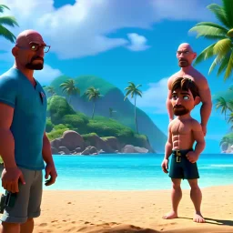 shirtless Walter White family , 8k, tropical beach background, jaun