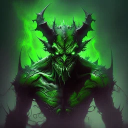Demonio verde con negro embistiendo