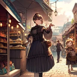 steampunk girl, streetMarket,