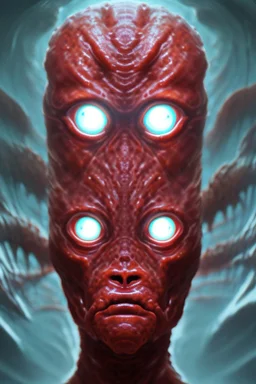 Red flesh creature,multiple eyes, high details, high quality