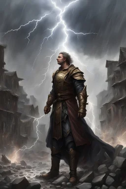 Human Cleric. “Hail pounding cobbled roofs into rubble, waves pulverizing rocks into pebbles, the crack of trees split by lightning, the crash of thunder, making the strongest men flinch... was there ever a more beautiful symphony?” You are a worshiper of destructive weather: an initiate devoted to the wrath of thunder and the divine justice of lightning. You may not be the most popular priest in your community, but few are foolish enough to risk your ire. Your youth was spent on the high seas.