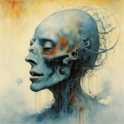 rolling like mad marbles, Bauhaus slide show shooting code, elliptical connectivity, Alex Janvier and Zdzislaw Beksinski deliver a sinister surreal masterpiece, icy hues, warm colors, sinister, creepy, expansive, dark shines, asymmetric, Bauhaus style, by Stephen Gammell